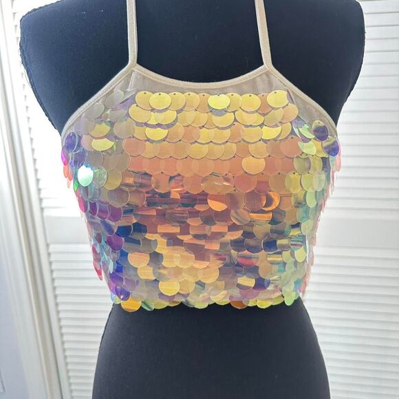 Iridescent Sequin Halter Top | Size S - Picture 3 of 8